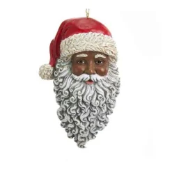 4" African American Santa Face Ornament