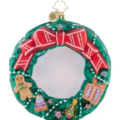 2023 Cheerful Cookie Wreath Glass Ornament