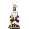 2023 Festive Folk Santa Glass Gem Ornament