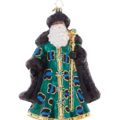 2023 Fierce And Fashionable Santa Glass Ornament