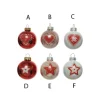 2" Glass Red White Pink Star/Heart Ball Ornament