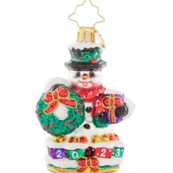 2023 Holly Jolly Snowman Glass Gem Ornament