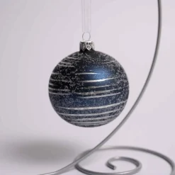 3 Inch Blue Glass Striped Ball
