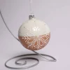 3 Inch Brown And White Glass Snowflake Ball