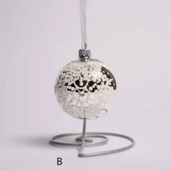 3 Inch Clear Or Silver Glass Ball With Snowflake