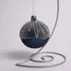 3 Inch Dark Blue Glass Ball With Gold Dripping