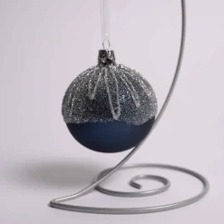 3 Inch Dark Blue Glass Ball With Gold Dripping