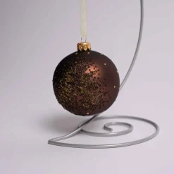 3 Inch Dark Brown Glass Ball With Tree