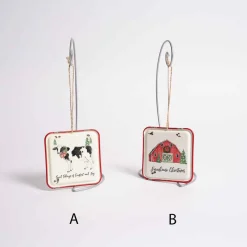 4 Inch Farm Enamel Ornament