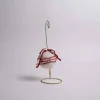 5 Inch Frost Red And White Wool Ball Ornament