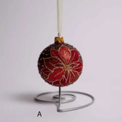 3 Inch Glass Poinsettia Ball