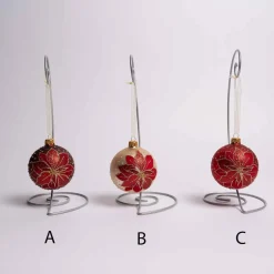 3 Inch Glass Poinsettia Ball