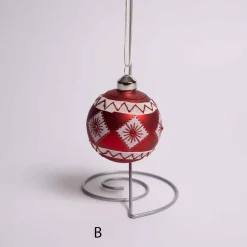 3 Inch Glass Red And White Diamond Ball