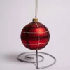 3 Inch Glass Red Gold Checkered Ball