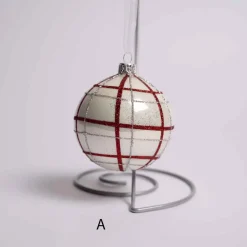 3 Inch Glass Red White Checkered Ball