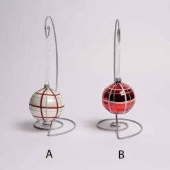 3 Inch Glass Red White Checkered Ball