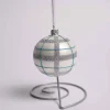 3 Inch Glass Silver Blue Checkered Ball
