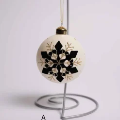 3 Inch Glass White Or Grey Ball With Snowflake