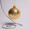 3 Inch Gold Glass Ball With Snowflake