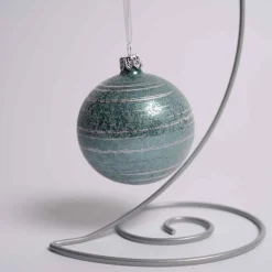 3 Inch Light Blue Glass Striped Ball