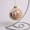 3 Inch Pearl Glass Ball With Gingerbread Men