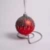 3 Inch Red Glass Ball With Silver Dripping