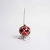 4 Inch Red Mercury Glass Tinsel Ball Ornament
