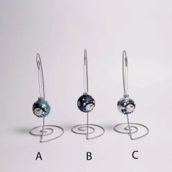 3 Inch Silver Or Blue Glass Ball With Snowman