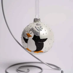3 Inch White Glass Ball With Penguin Or Polar Bear