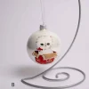 3 Inch White Glass Ball With Cat