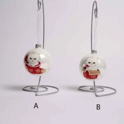 3 Inch White Glass Ball With Cat