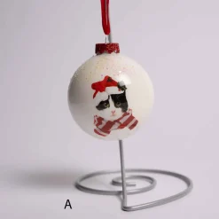 3 Inch White Glass Ball With Cat