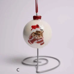 3 Inch White Glass Ball With Cat