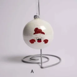 3 Inch White Glass Reindeer Or Santa Ball
