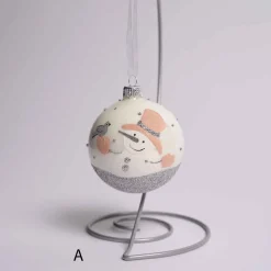 3 Inch White Glass Snowman Ball