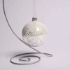 3 Inch White Glass With Snowflake Ball