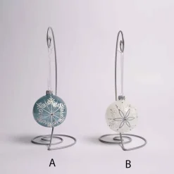 3 Inch White Or Blue Glass Ball With Snowflake