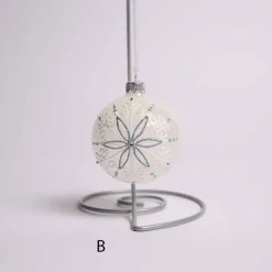 3 Inch White Or Blue Glass Ball With Snowflake