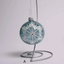 3 Inch White Or Blue Glass Ball With Snowflake