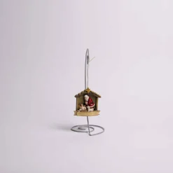 3.5" Kneeling Santa In Manger Ornament