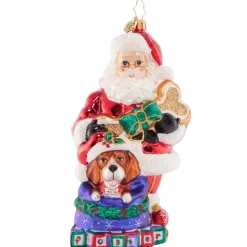 2023 Santa And His Foster Friend Glass Ornament