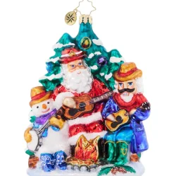 2023 Santa Fireside Friends Glass Ornament