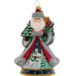 2023 Santa Snowy Scene Glass Ornament