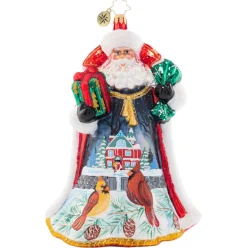 2023 Santa Snowy Scene Glass Ornament