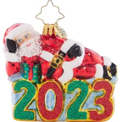 2023 Shining Bright Santa Glass Gem Ornament