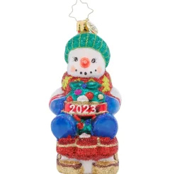 2023 Sliding Through The Year Glass Ornament