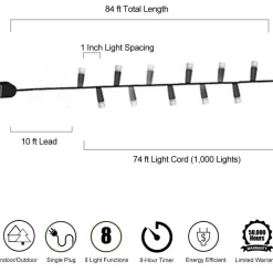 1000 Warm White Light Set