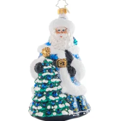 2023 Winter Hues Santa Glass Ornament