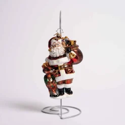 A Woodland Walk Santa Glass Ornament