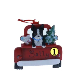 Boston Terrier In Back Of Truck Ornament
